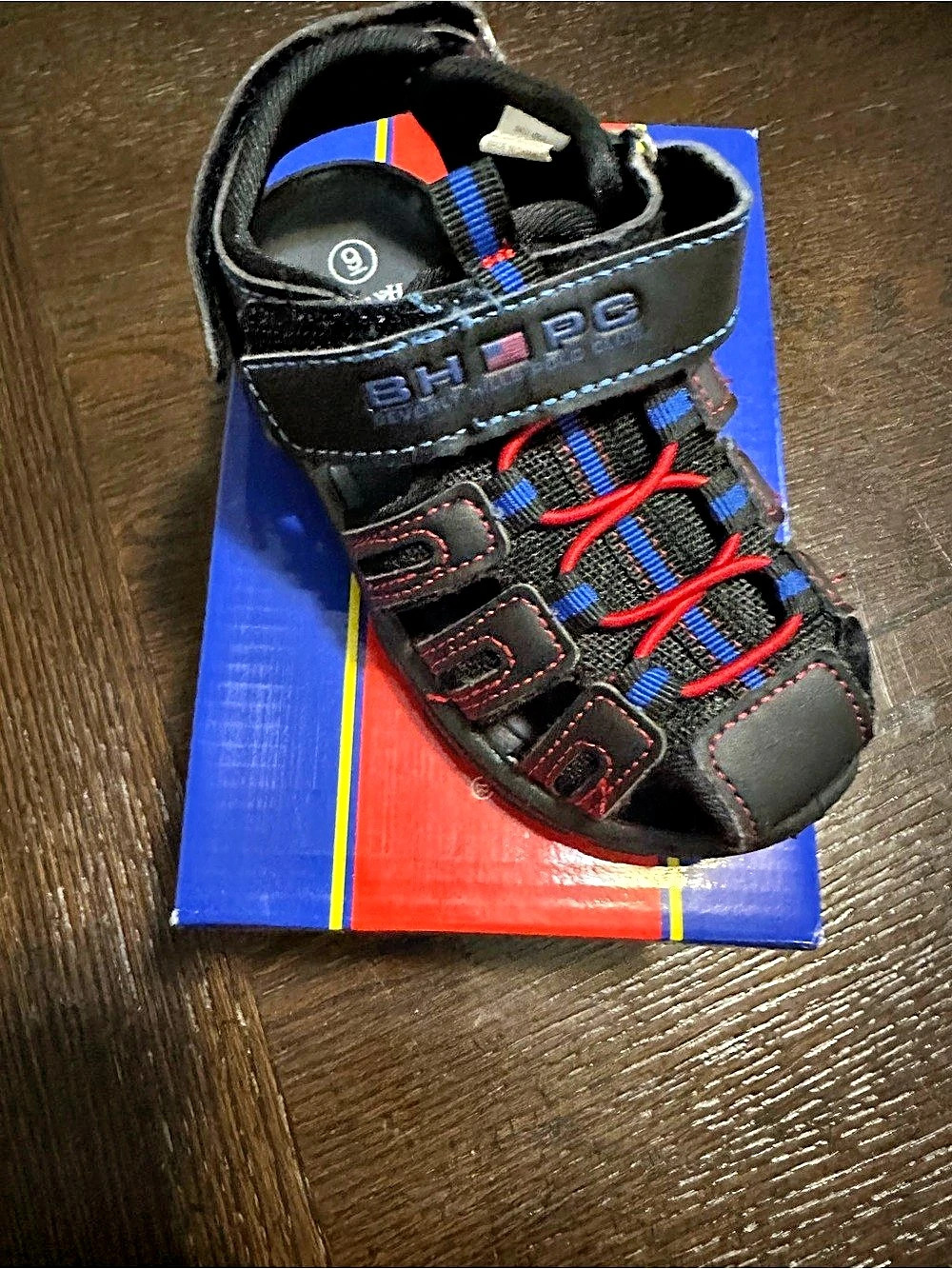 Polo Kids Black & Red Sandals Size 9